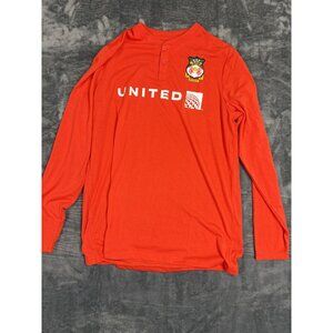 United Polaris Wrexham Mens Long Sleeve Henley Shirt S/M Red